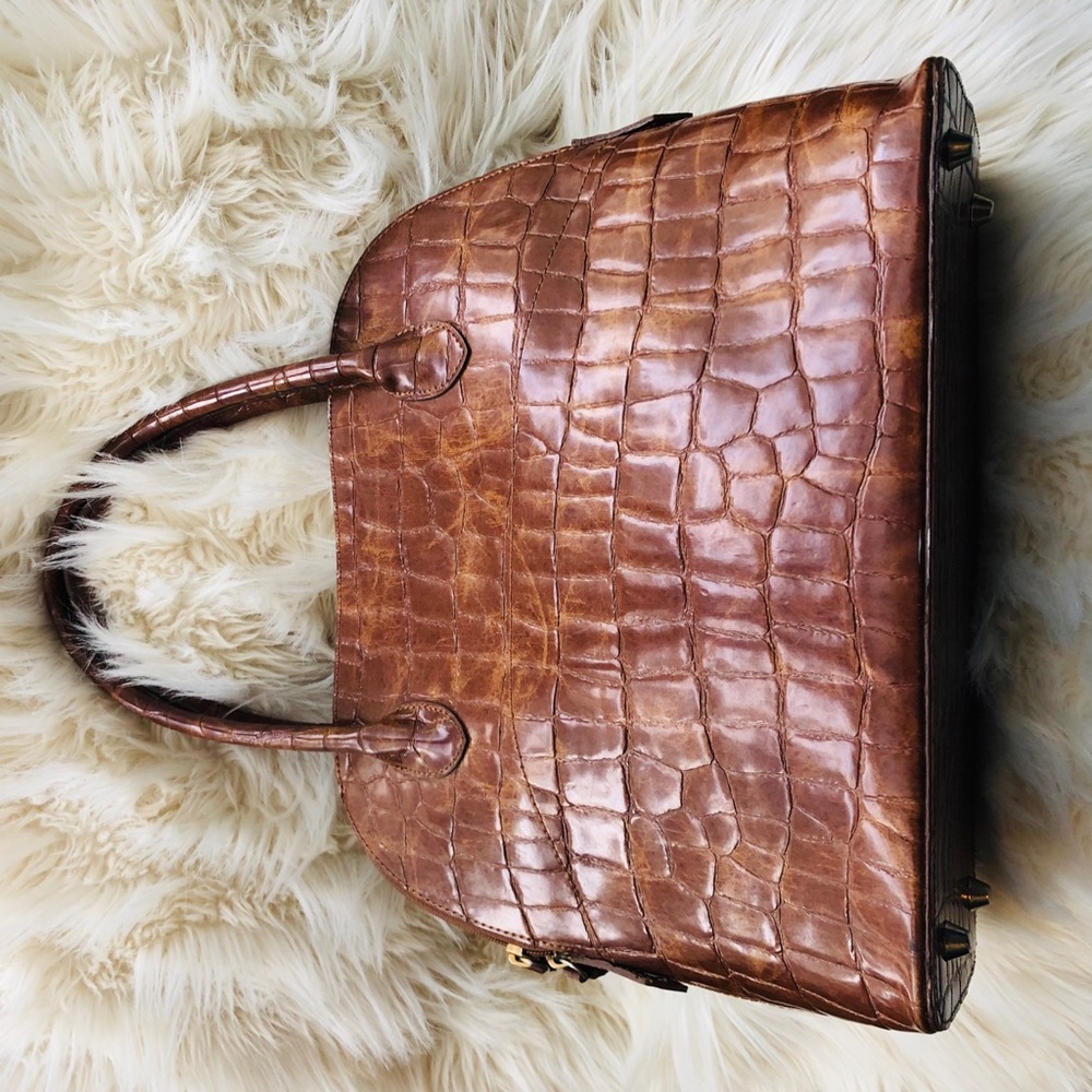 Vintage Style Brown Print Hand Bag
